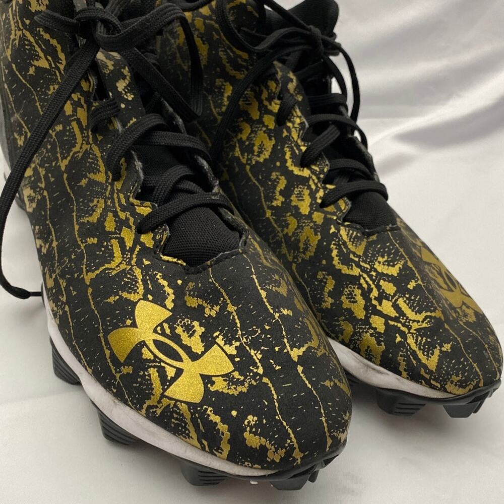 Under Armour Spotlight Mid Black and Gold Football Rubber Cleats Men's 12.5 used - Picture 6 of 12